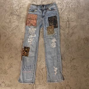urban outfitters patch jeans, high wasted
